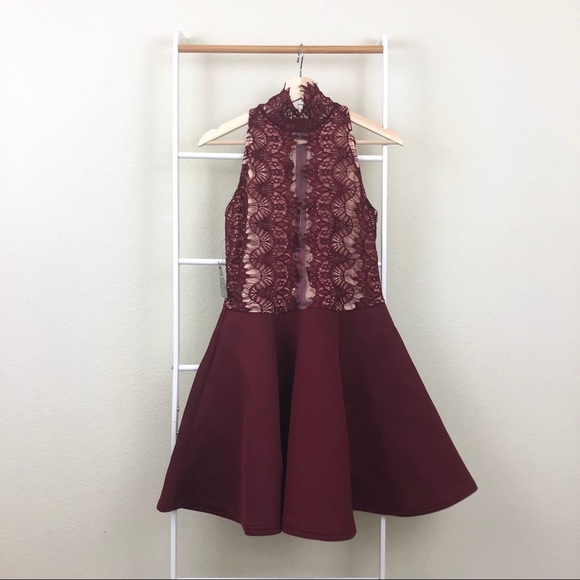 Nasty Gal Dresses & Skirts - NWT Nasty Gal Red Lace Scuba Fit and Flare Dress